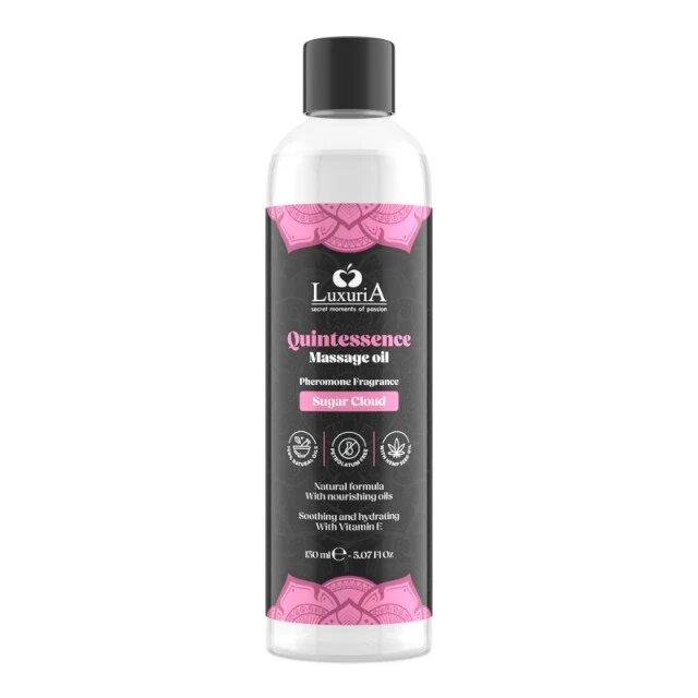 IntimateLine Ulei de masaj LUXURIA Quintessence Sugar Cloud cu vitamina E și feromoni cu aromă dulce 150 ml