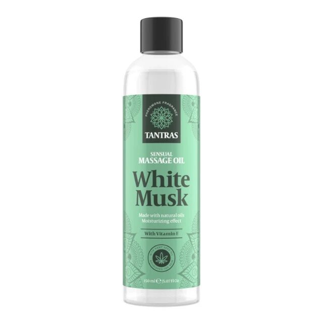 IntimateLine Ulei de masaj TANTRAS White Musk cu vitamina E și uleiuri naturale aromă de iasomie santal și vanilie 150 ml (verde)