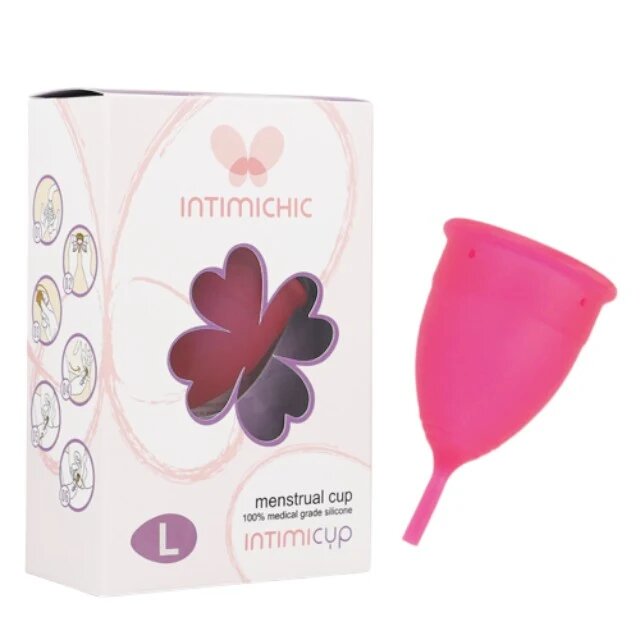 Intimichic Cupă menstruală Intimicup din silicon medical protecție până la 12 ore mărime L roz