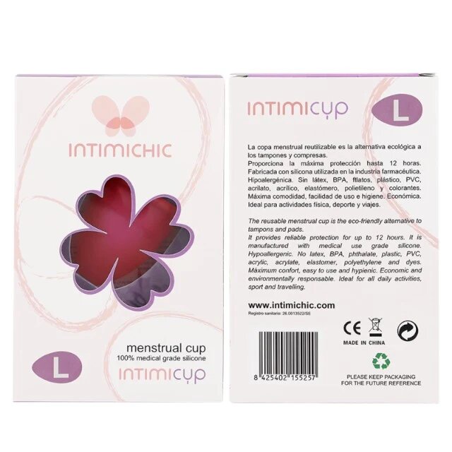 Intimichic Cupă menstruală Intimicup din silicon medical protecție până la 12 ore mărime L roz