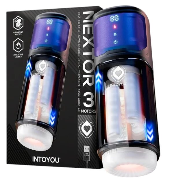 INTOYOU Masturbator automat - Nextor cu 3 motoare puternice 9 functii de vibratie ecran digital LED 27 cm