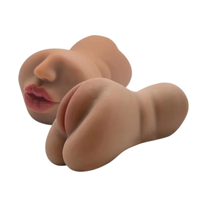 INTOYOU Masturbator realist dublu Sela interior texturat simulare orală și vaginală material moale și flexibil rezistent la apă culoarea pielii 18 cm 635 g