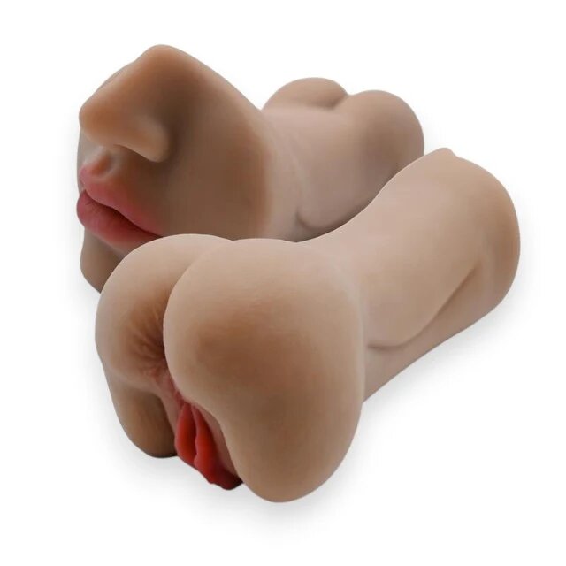 INTOYOU Masturbator realist triplu Lola interior texturat simulare orală vaginală și anală material moale și flexibil rezistent la apă culoarea pielii 20 cm 650 g
