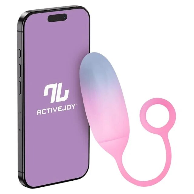 INTOYOU Ou vibrator APP -Double Layer pentru stimularea sexuală feminină control prin aplicație 10 funcții de vibrație 19.5 cm albastru/roz