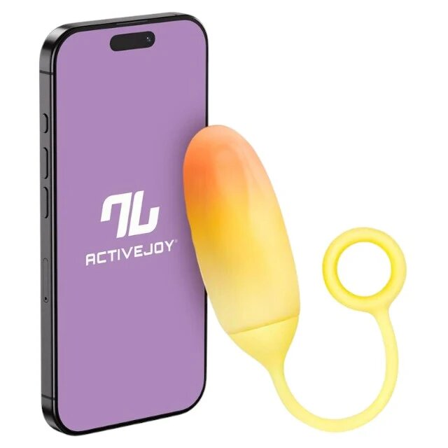 INTOYOU Ou vibrator APP -Double Layer pentru stimularea sexuală feminină control prin aplicație 10 funcții de vibrație 19.5 cm portocaliu/ galben