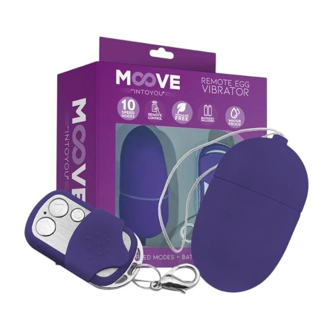 INTOYOU Ou vibrator MOOVE Remote Medium Egg Vibrator cu control prin telecomandă 10 funcții de vibrație rezistent la apă mov