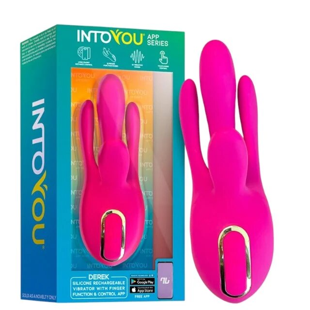 INTOYOU Vibrator APP - Derek control prin aplicatie pentru stimulare interna si clitoridiana 10 fuctii de vibratie 16 cm x 2.6 cm roz