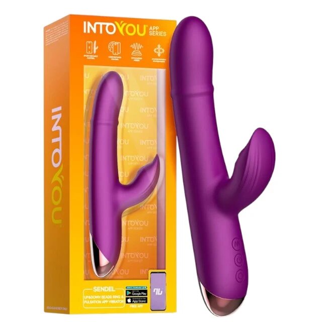 INTOYOU Vibrator APP - Sendel control prin aplicatie 10 fuctii de vibratie interna si clitoridiana silentios 22 cm x 3.3 cm mov