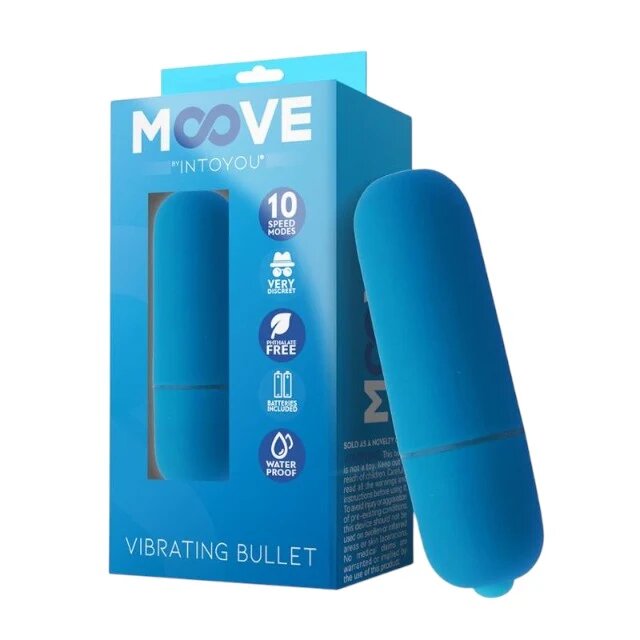 INTOYOU Vibrator bullet MOOVE pentru stimularea clitorisului 10 funcții de vibrație rezistent la apă culoarea albastru