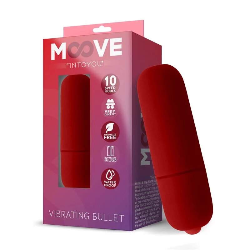 INTOYOU Vibrator bullet MOOVE pentru stimularea clitorisului 10 funcții de vibrație rezistent la apă culoarea roșu