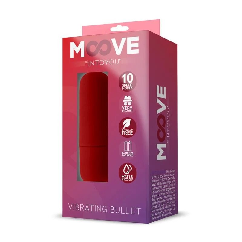 INTOYOU Vibrator bullet MOOVE pentru stimularea clitorisului 10 funcții de vibrație rezistent la apă culoarea roșu