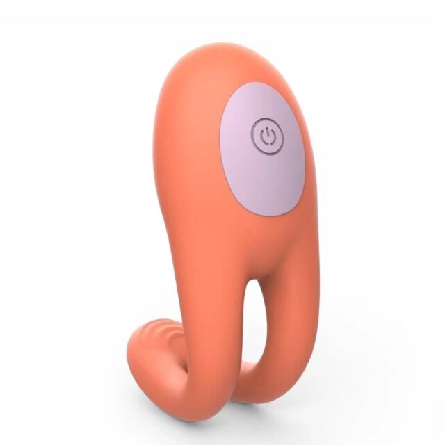INTOYOU Vibrator pentru cupluri Lovit control prin telecomandă 10 funcții de vibrație din silicon moale rezistent la apă portocaliu 11.5 cm