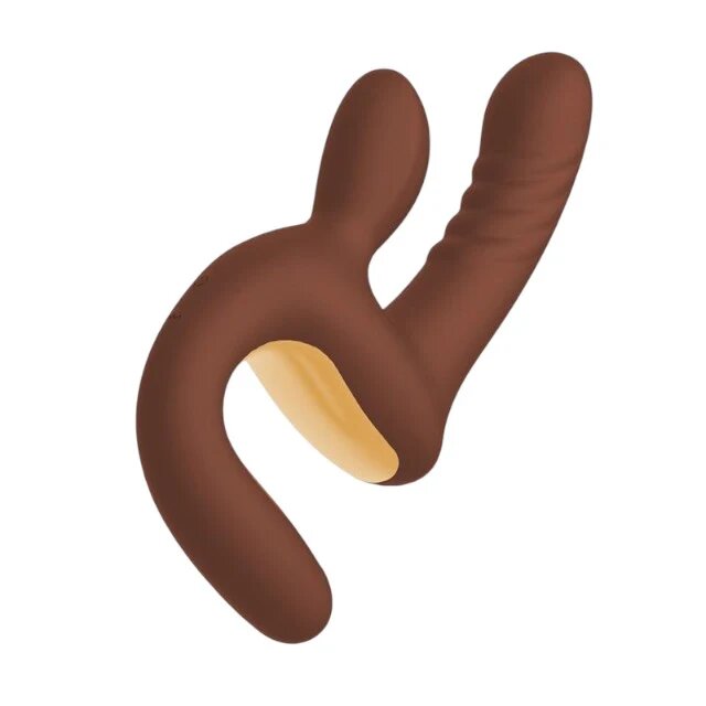 INTOYOU Vibrator rabbit Mocca design ergonomic 10 funcții de vibrație 10 moduri de mișcare sus-jos rezistent la apă maro 17.5 cm