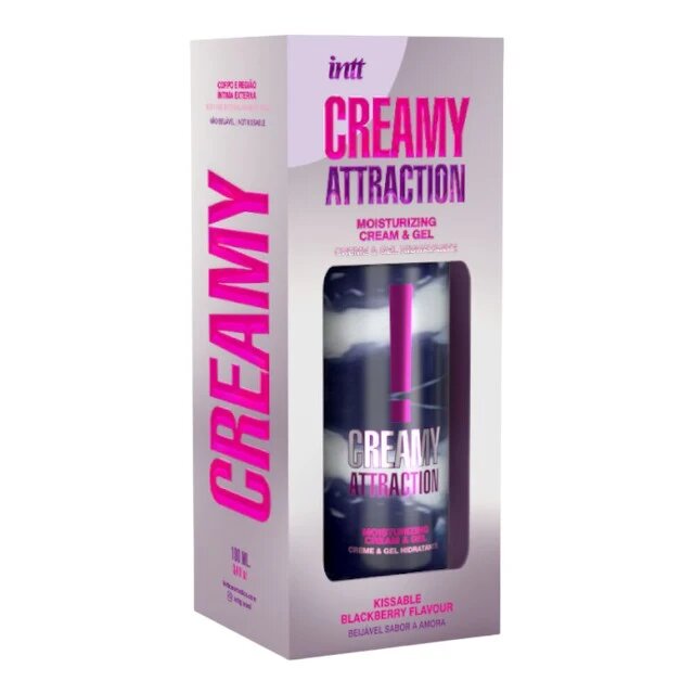 INTT Cremă și gel 2 în 1 Creamy Attraction Blackberry formulă hibridă potrivită pentru masaj erotic aromă de mure 100 ml