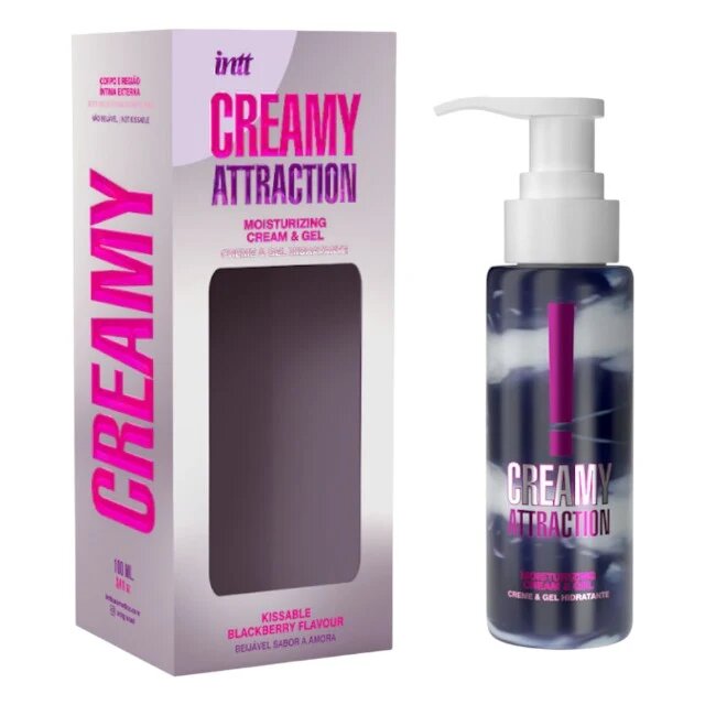 INTT Cremă și gel 2 în 1 Creamy Attraction Blackberry formulă hibridă potrivită pentru masaj erotic aromă de mure 100 ml