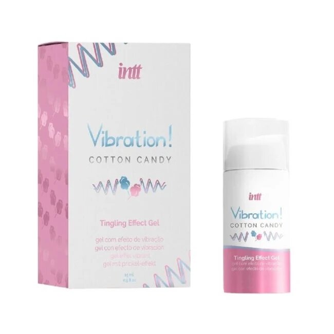 INTT Gel pentru stimulare si excitare Vibration! COTTON CANDY cu efect de incalzire ALB Unisex 15 ml