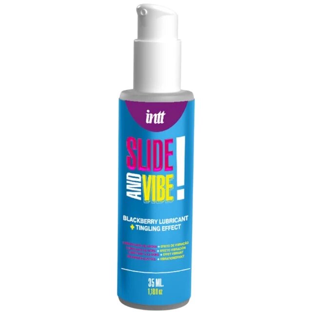 INTT Lubrifiant cu aromă Slide And Vibe pe bază de apă cu efect ușor de furnicături aromă de mure 35 ml