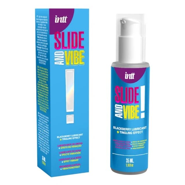 INTT Lubrifiant cu aromă Slide And Vibe pe bază de apă cu efect ușor de furnicături aromă de mure 35 ml