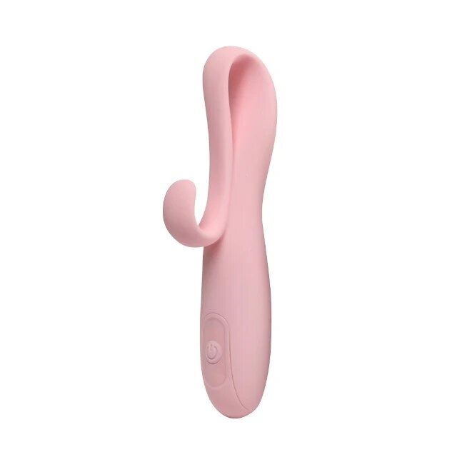 INTY TOYS Vibrator cu stimulator FLARE din silicon moale 10 funcții de vibrație rezistent la apă IPX6 culoare roz