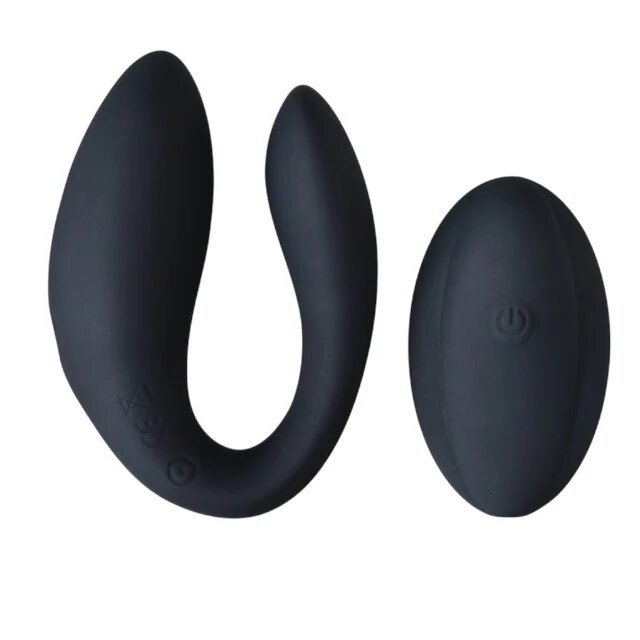 INTY TOYS Vibrator dublu SWITCH pentru cupluri control prin telecomandă 12 funcții de vibrații ultra-puternice silențios negru