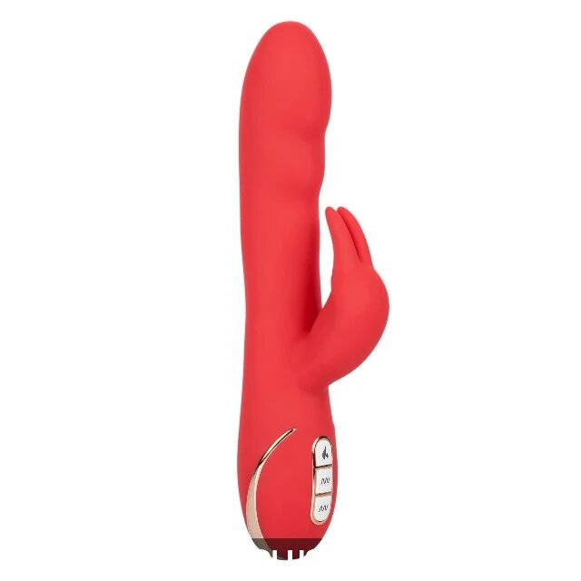 JACK RABBIT Vibrator cu stimulator Heated Silicone Ultra-Soft Rabbit cu funcție de încălzire 14 funcții de vibrație roșu