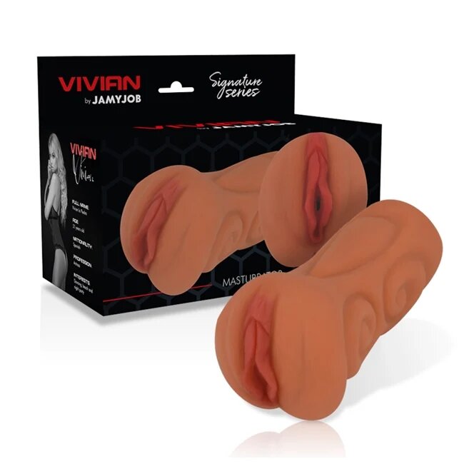 JAMYJOB Masturbator manual Signature Vivian din TPR texturat pentru simulare vaginală realistă culoarea pielii