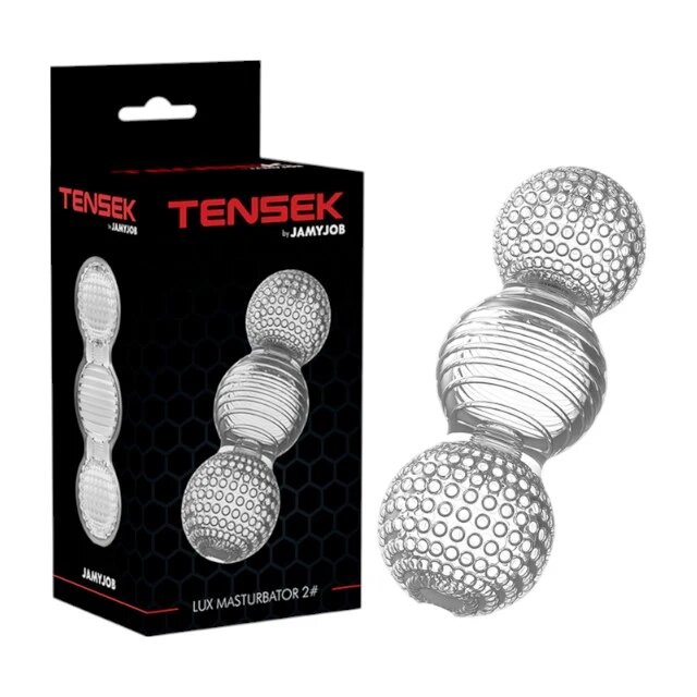 JAMYJOB Masturbator manual Tensek Lux 2 cu texturi diverse pentru stimulare intensă din TPE Ultraskyn transparent