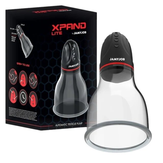 JAMYJOB Pompa electrica pentru testicule Xpand Lite pentru stimulare si masaj testicular 3 viteze ajustabile transparenta