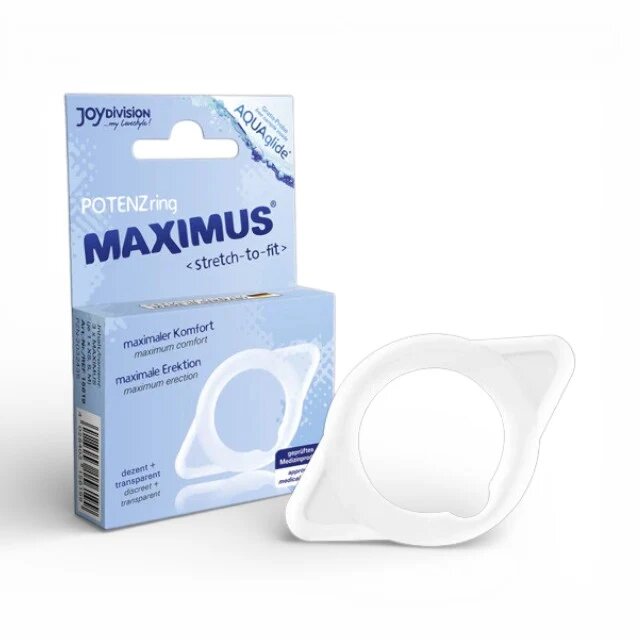 JOYDIVISION Inel pentru penis JOYDIVISION Maximus Ring Medium ajută la întârzierea ejaculării din silicon medical transparent