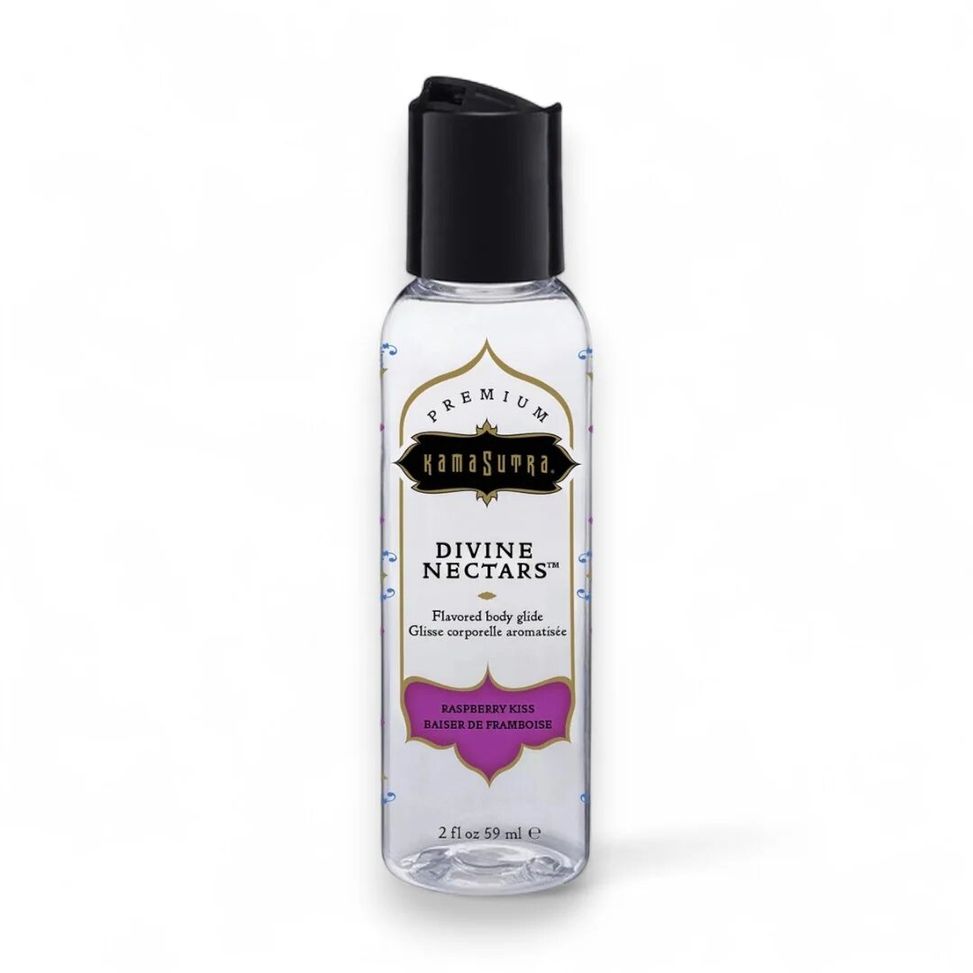 KAMASUTRA Lubrifiant cu aromă Divine Nectars Raspberry Kiss pe bază de apă cu aromă de zmeură 60 ml