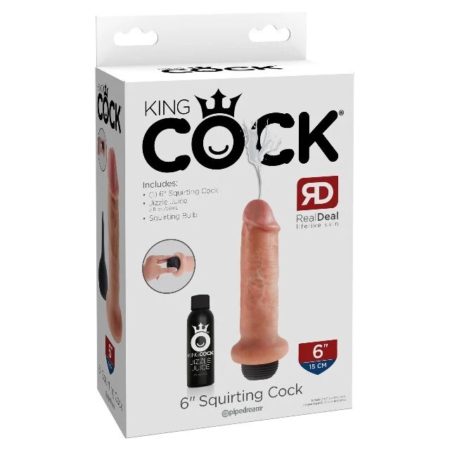 KING COCK Dildo cu funcție de ejaculare 6” Squirting Cock ultra-realist culoarea pielii 15 cm