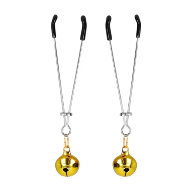 KINK Clipsuri pentru sani - Thin Bell Nipple Clamps din metal auriu 7 cm