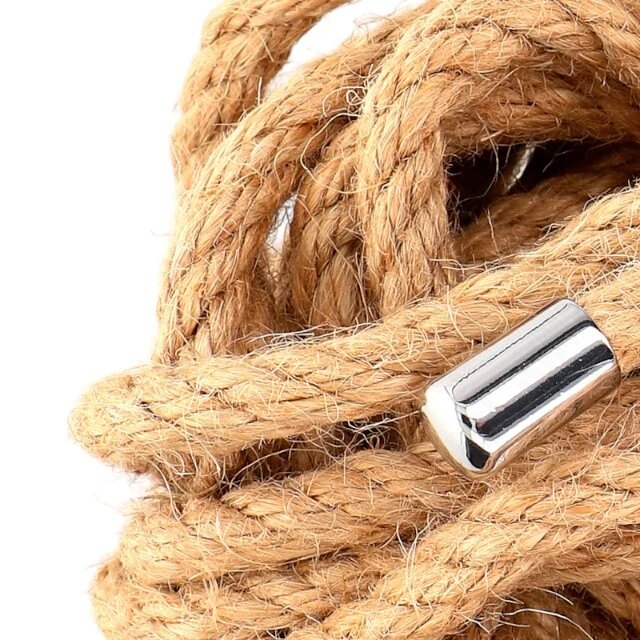 KINK Frânghie Hemp Rope with Metal Head pentru jocuri erotice BDSM din cânepă lungime 5 metri crem