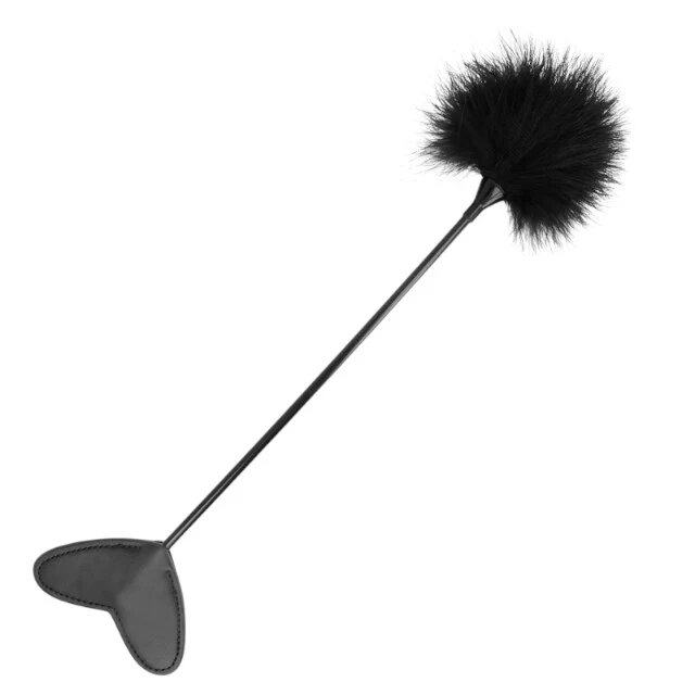 KINK Paleta - TICKLE HEART pentru jocuri erotice BDSM din piele cu puf negru 31 cm