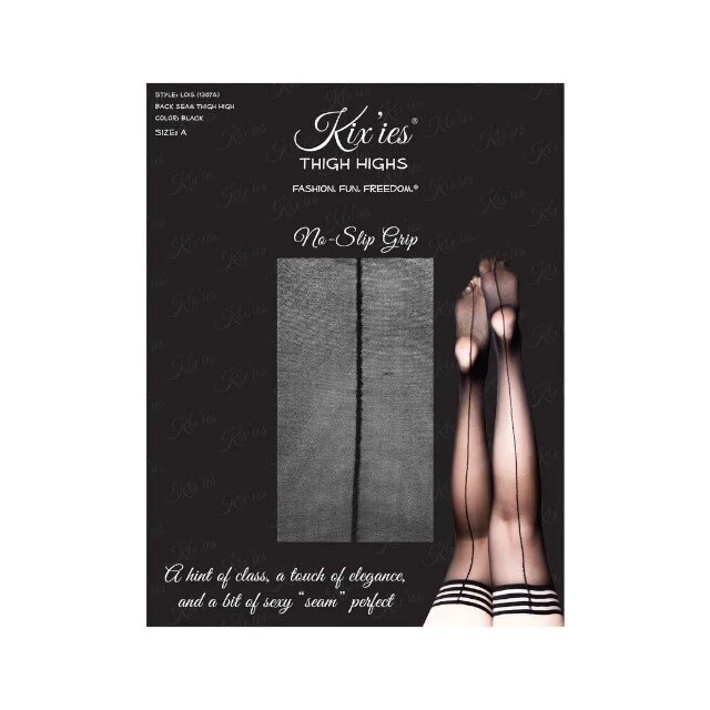 KIX'IES Dresuri sexy KIX’IES LOIS cu cusătură pe spate și benzi anti-alunecare negru mărime C (L-XL) (model 1307C)