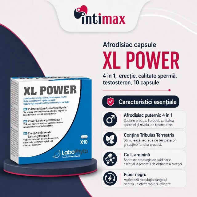 Labophyto Afrodisiac capsule XL POWER 4 în 1 erecție calitate spermă testosteron 10 capsule