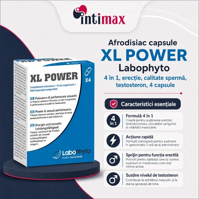 Labophyto Afrodisiac capsule XL POWER 4 în 1 erecție calitate spermă testosteron 4 capsule
