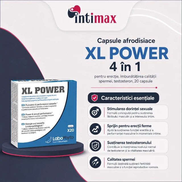 Labophyto Afrodisiac capsule XL POWER 4 în 1 erecție îmbunătățire calitate spermă testosteron 20 capsule