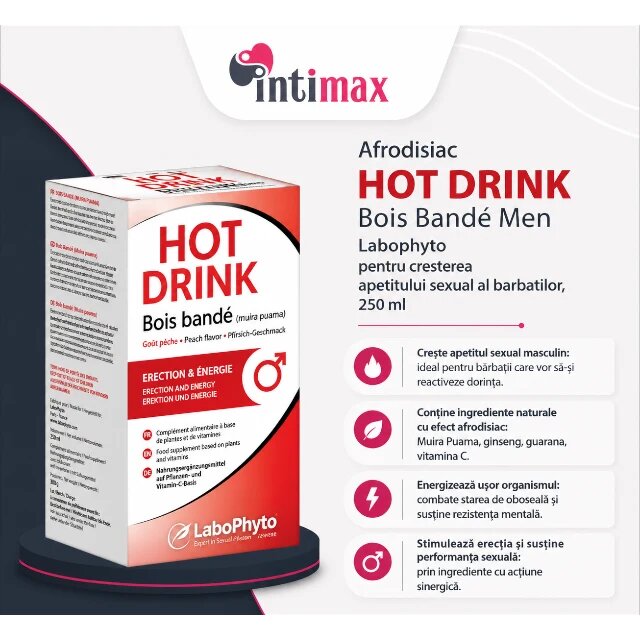 Labophyto Afrodisiac HOT DRINK Bois Bande Men pentru creșterea apetitului sexual al barbaților 250 ml