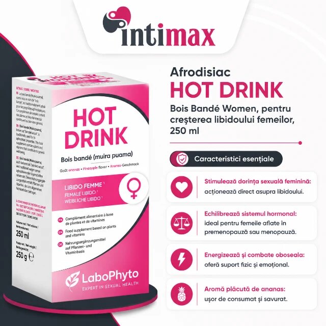 Labophyto Afrodisiac HOT DRINK Bois Bande Women pentru creșterea libidoului femeilor 250 ml