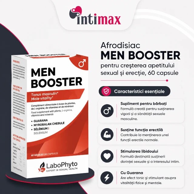 Labophyto Afrodisiac MEN BOOSTER pentru cresterea apetitului sexual si erectie 60 capsule