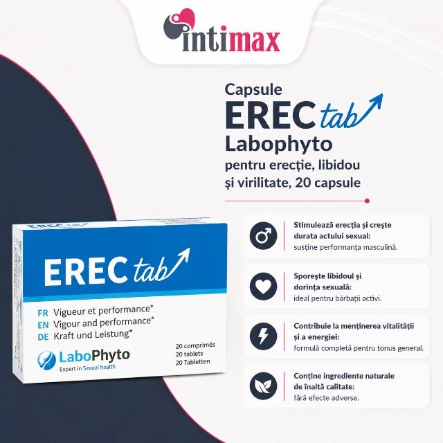 Labophyto Capsule ErecTab pentru erecție libidou și virilitate 20 capsule