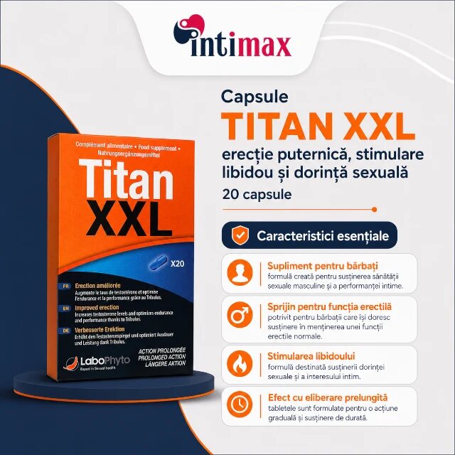 Labophyto Capsule TITAN XXL erecție puternică stimulare libidou și dorință sexuală20 capsule