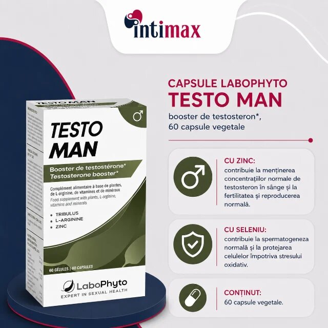 Labophyto Pachet bărbați: 3 cutii capsule TESTOMAN Testosterone pentru erecții puternice și creșterea nivelului de testosteron 3 x 60 capsule