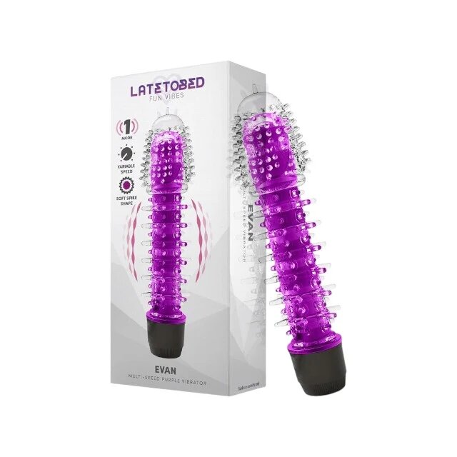 LATE TO BED Vibrator Evan pentru stimulare intensă viteză ajustabilă rezistent la apă 16.5 cm culoare mov