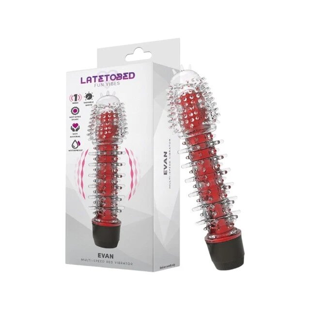 LATE TO BED Vibrator Evan pentru stimulare intensă viteză ajustabilă rezistent la apă 16.5 cm culoare roșu