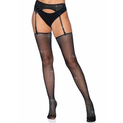 Leg Avenue Dresuri cu portjartier si strasuri model 1950 negru marime universala