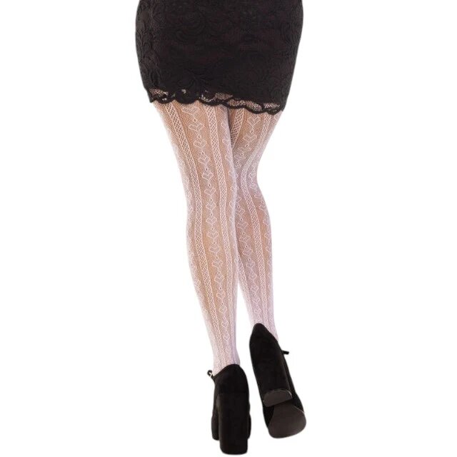 Leg Avenue Dresuri LegAvenue - Stockings cu decupaj si fundite alb (model 9733)