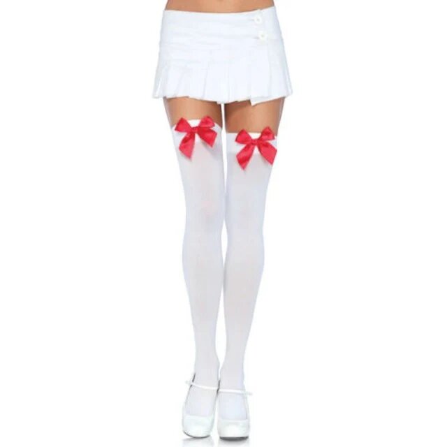 Leg Avenue Dresuri sexy cu fundiță roșie din satin mărime universală culoare alb cu roșu model 6255