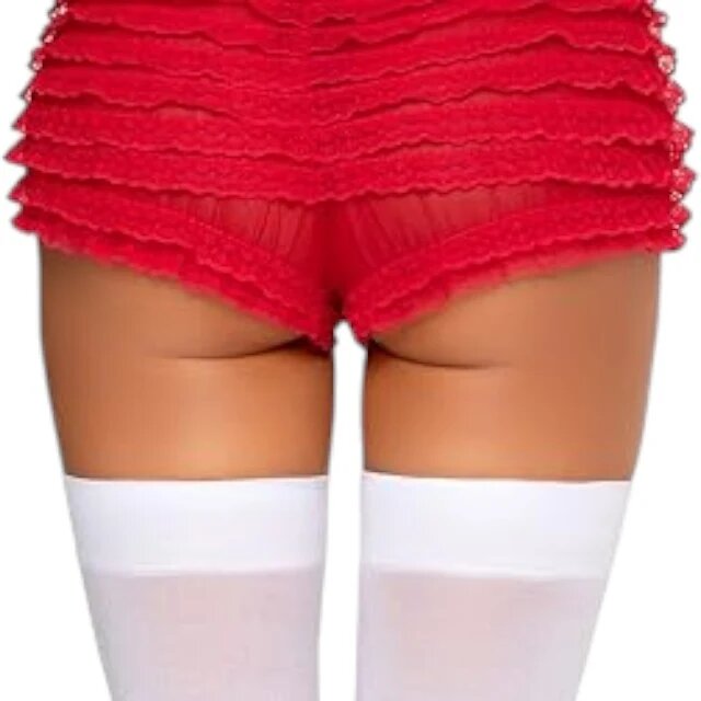 Leg Avenue Dresuri sexy cu fundiță roșie din satin mărime universală culoare alb cu roșu model 6255